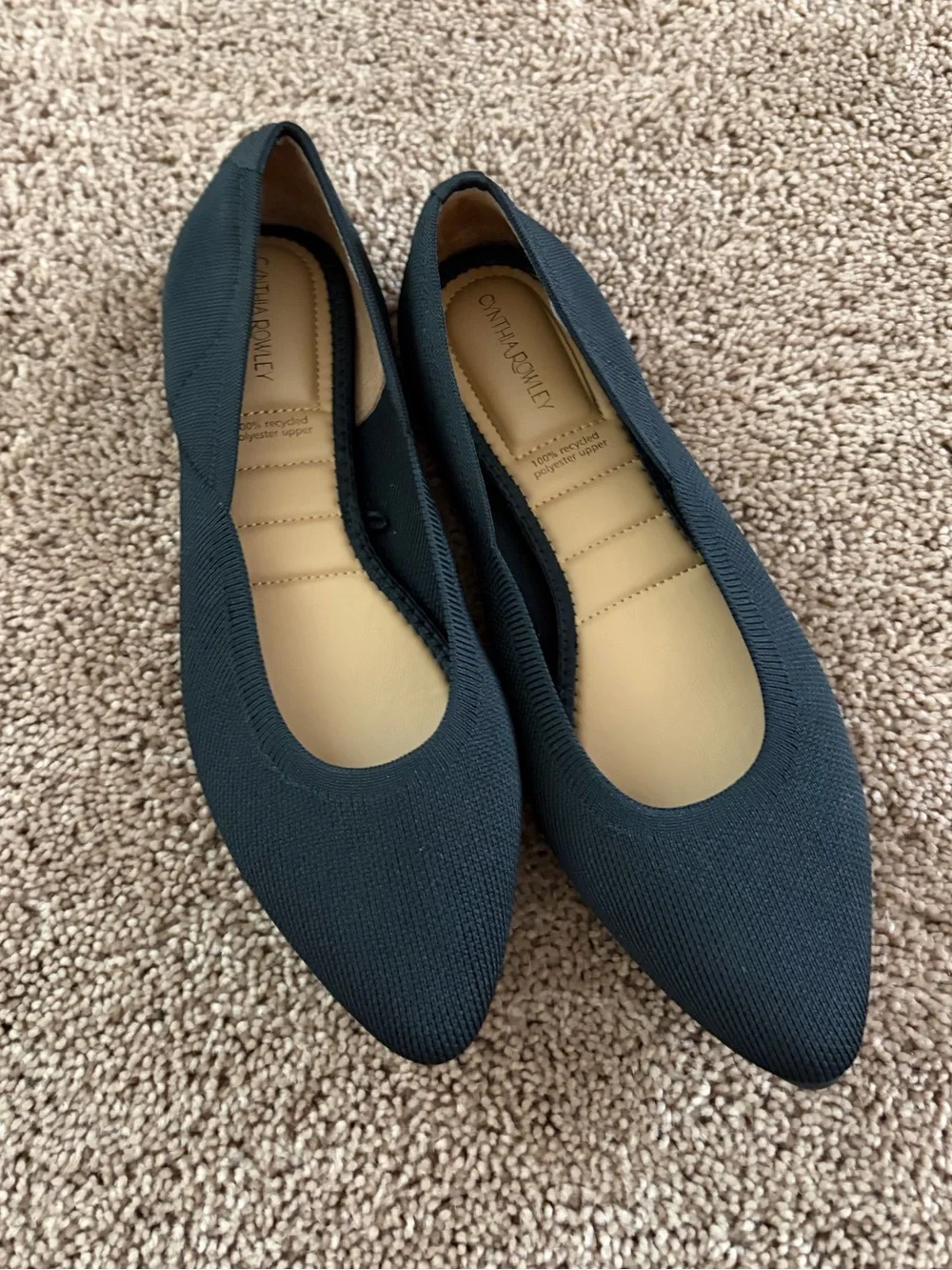 Cynthia Rowley Black Pointed-Toe Knit Ballet Flats